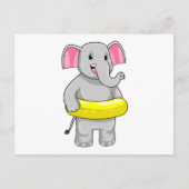 ライフブイで泳いでいる象 ポストカード (正面)