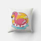 ライフブイで泳ぐフラミンゴ クッション (裏面)