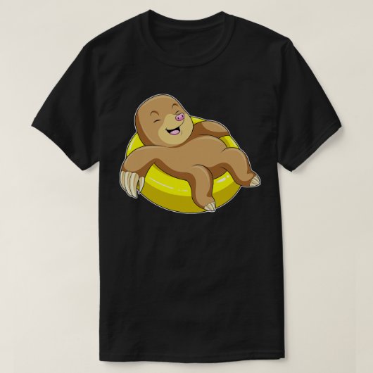 ライフブイと泳ぐモグラ Tシャツ (デザイン正面)