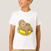 ライフブイと泳ぐモグラ Tシャツ (正面)