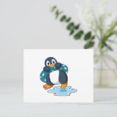 ライフブイを備えたペンギン ポストカード (スタンド正面)