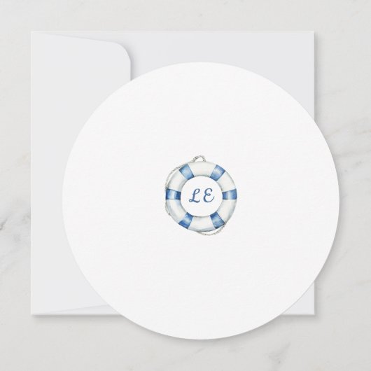 ライフブイ航海のモノグラム赤ちゃんシャワー 招待状 (裏面)