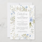 ライフブルーかわいらしフローラ葬儀お祝い 招待状 (正面)