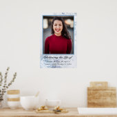 ライフブルー フォト エレガント フラワーのお祝い ポスター (キッチン)