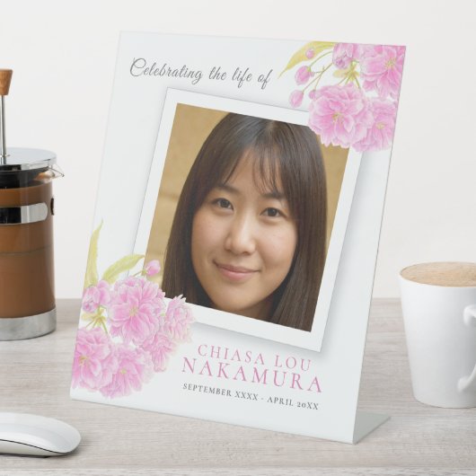 ライフブロッサム写真の棺の葬儀お祝い 台座サイン (インサイチュ)