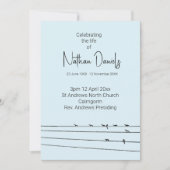 ライフプログラムカードのワイヤお祝い上の鳥 招待状 (正面)