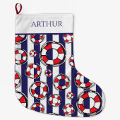 ライフベル航海のト沿岸ボート ラージクリスマスストッキング (正面)