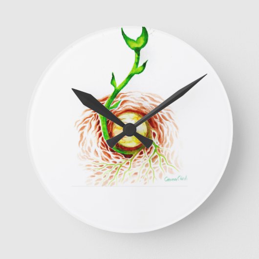 ライフポスターキャンバス印刷はがきマグンのシード ラウンド壁時計 (正面)