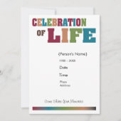 ライフメモリアルセレブレーション - カラフル 招待状 (正面)