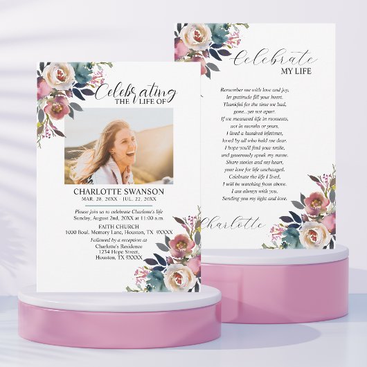 ライフメモリアルフラワーフォト＆ポエムのお祝い 招待状