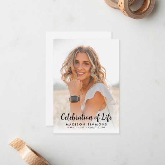 ライフモダンフォト葬儀の予算お祝い ノートカード (正面/裏面インサイチュ)