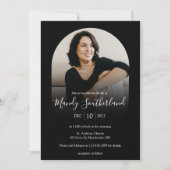 ライフモダンブラックアーチ写真枠のお祝い 招待状 (正面)