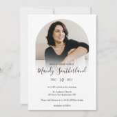 ライフモダンホワイトアーチ写真フレームのお祝い 招待状 (正面)