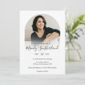 ライフモダンホワイトアーチ写真フレームのお祝い 招待状 (スタンド正面)