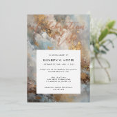 ライフモダン抽象芸術葬金ゴールドお祝い 箔招待状 (立ち正面)