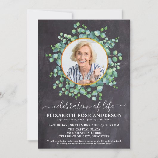 ライフユーカリのお祝い写真石板葬儀 招待状 (正面)