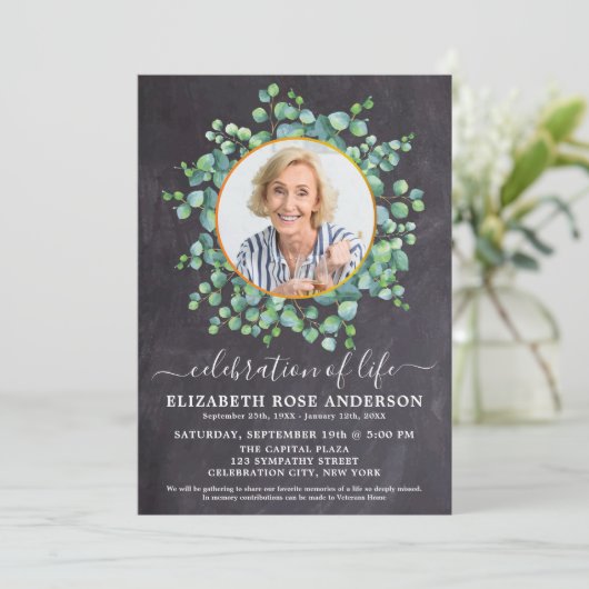 ライフユーカリのお祝い写真石板葬儀 招待状 (スタンド正面)