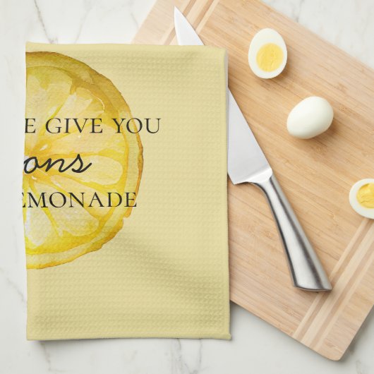 ライフユー与えレモンズ引用文 キッチンタオル (四つ折り)