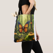 ライフライクバタフライイラストレーションショルドトートバッグ トートバッグ (クローズアップ)