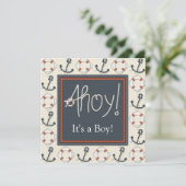 ライフリングや輪いかりボーイズ航海のベビーシャワー 招待状 (スタンド正面)