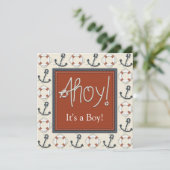 ライフリングや輪いかりボーイズ航海のベビーシャワー 招待状 (スタンド正面)