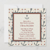 ライフリングアンカー男子 Nautical ベイビーシャワー 招待状 (裏面)