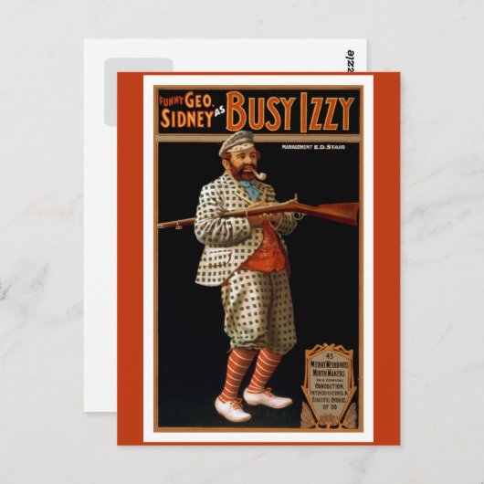 ライフルおもしろいとゴルフの服を着たヴィンテージの男 ポストカード (正面/裏面)