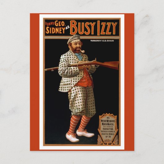 ライフルおもしろいとゴルフの服を着たヴィンテージの男 ポストカード (正面)