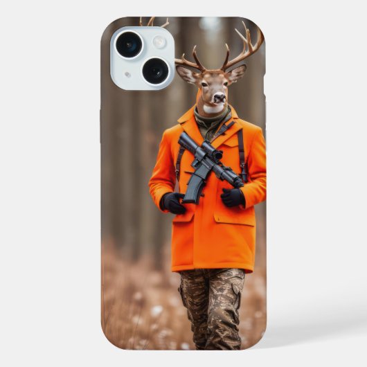 ライフルを持つシカ猟師 iPhoneケース (裏面)