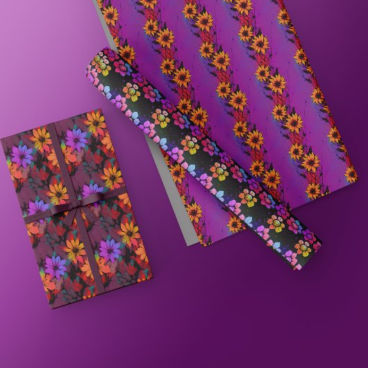 ライフルフローララッピング紙。ヴィンテージの花 ラッピングペーパーシート