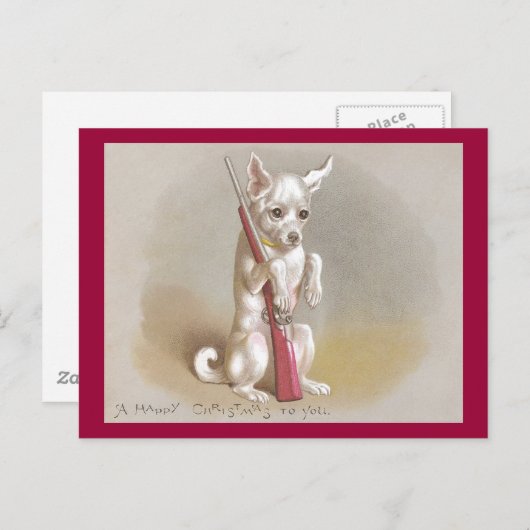 ライフル付きビクトリアン犬 シーズンポストカード (正面/裏面)