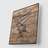 ライフル狩りライフウッズバック&レバーライフル スクエア壁時計 (傾斜)