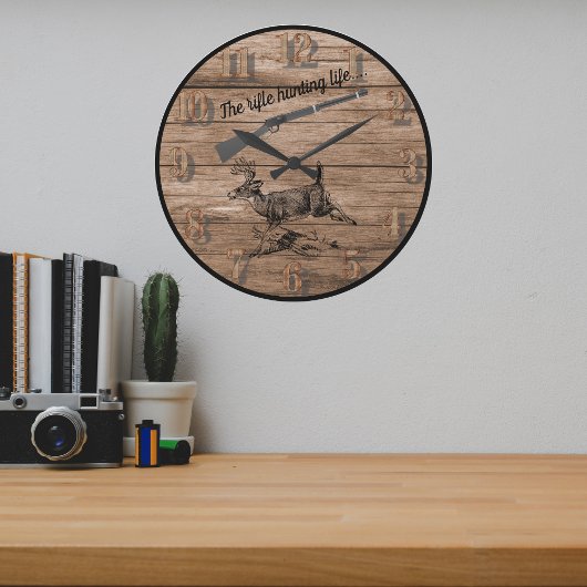 ライフル狩りライフウッズバック&レバーライフル ラージ壁時計