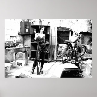 ライフル銃とジャックを持つバイク小屋 ポスター