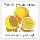 ライフレモン暗いユーモアおもしろい黄色の果実 スクエアシール (正面)