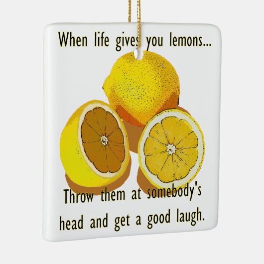 ライフレモン暗いユーモアおもしろい黄色の果実 セラミックオーナメント (右)