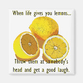 ライフレモン暗いユーモアおもしろい黄色の果実 マグネット (正面)