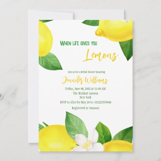 ライフレ与えモンおもしろいシトラスサマーブライダルシャワー 招待状 (正面)