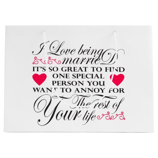 ライフワ結婚したードアート記念日 ラージペーパーバッグ (正面)