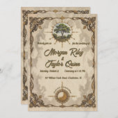 ライフヴィンテージウェディングの古代ツリー招待状 招待状 (正面/裏面)