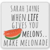 ライフ与えがおもしろいスイカのステッカー シール (正面)