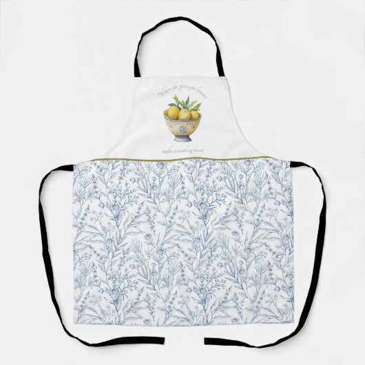ライフ与えユーレモンズ感動的ネイビーブルー エプロン (正面)