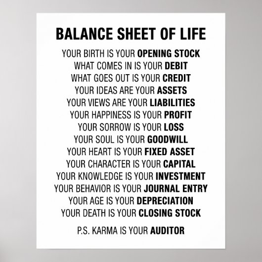 ライフ会計ポスターおもしろいの貸借対照表 ポスター (正面)