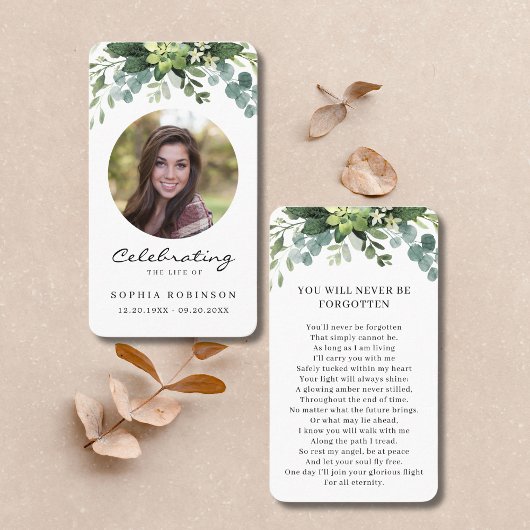 ライフ写真フローラ祈りの言葉カードのお祝い 名刺