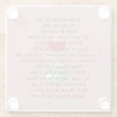 ライフ前向き引用文ハピネスピンク抽象芸術 ガラスコースター (裏面)