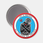 ライフ大切は3 Red_3"ラウンドマグネット マグネット (正面/裏面)