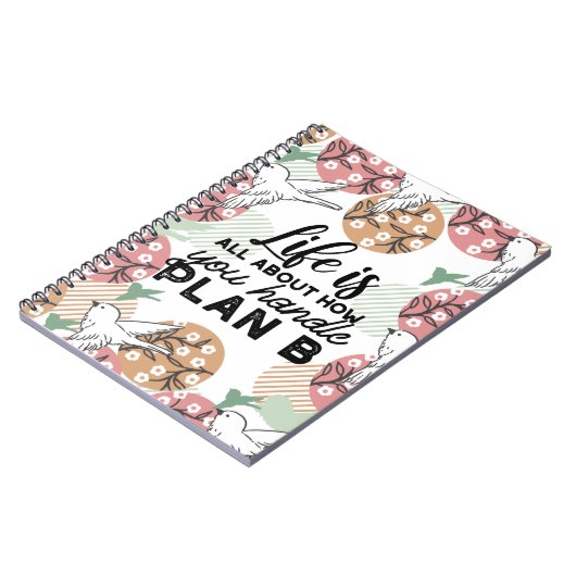 ライフ引用文と幾何学的春自然パターン ノートブック (左側)