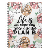 ライフ引用文と幾何学的春自然パターン ノートブック (正面)