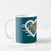 ライフ引用文ティール（緑がかった色）マグバイポエトアディラアコー コーヒーマグカップ (左)