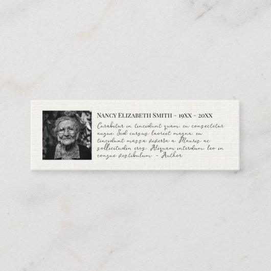 ライフ引用文ブックマークの写真お祝い スキニー名刺 (正面)